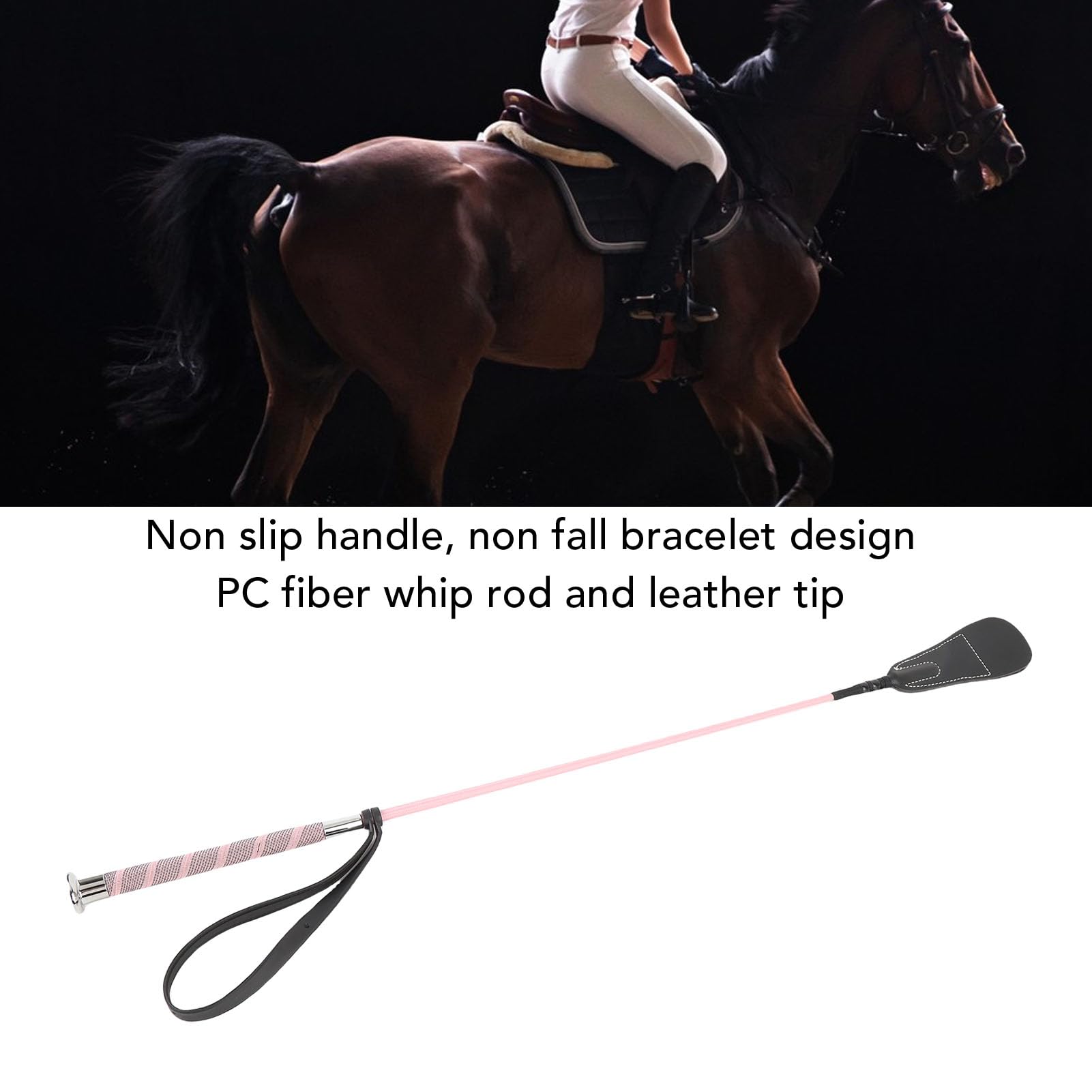 Gonetre Cravache de Dressage pour Chevaux, équipement équestre, 68 Cm, avec Dragonne en Caoutchouc, Poignée Antidérapante pour L'équitation