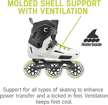 Rollerblade Lightning 110 ユニ 大人用 アーバンインラインスケート、ホワイトとブラック。