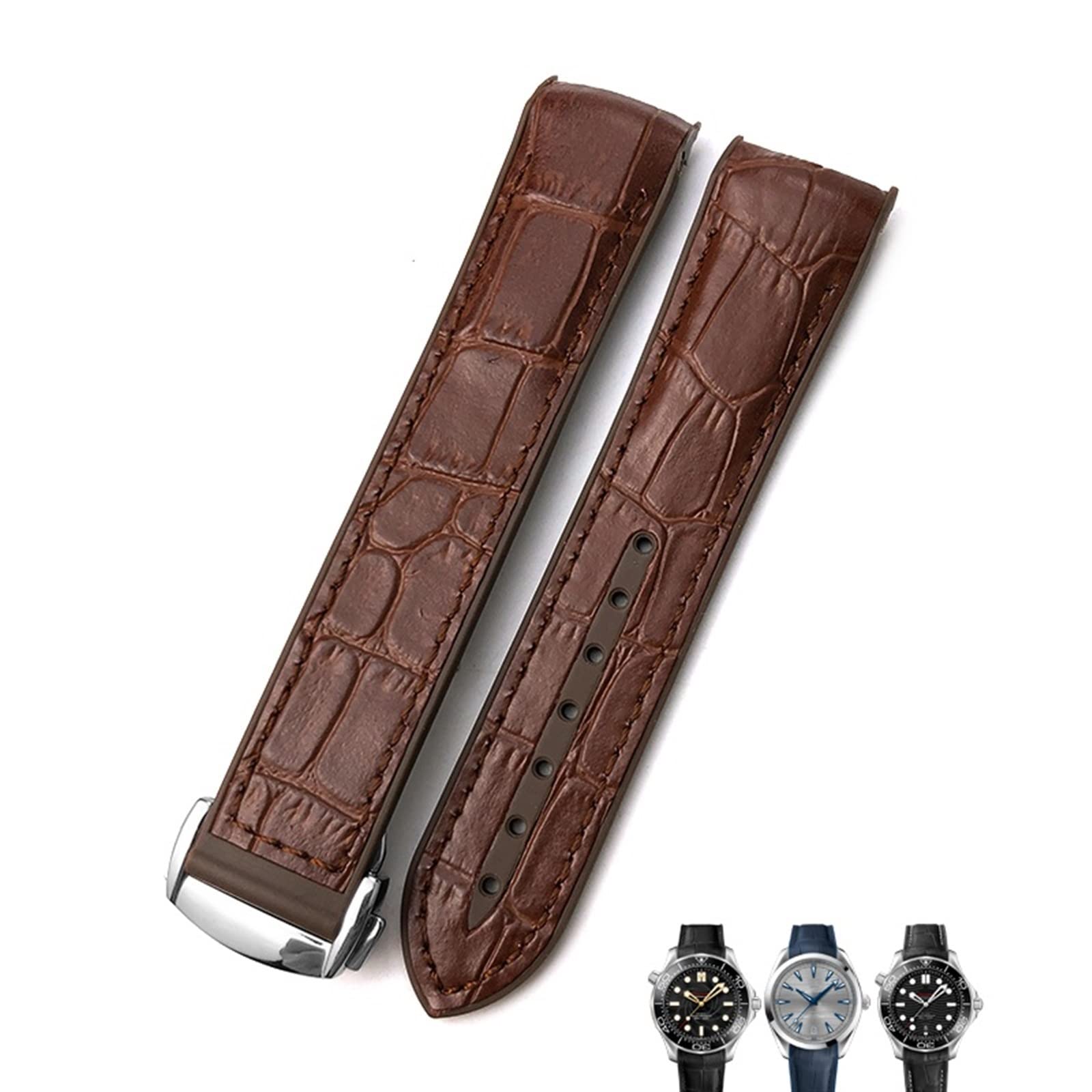 Bracelet montre cuir 22mm orange pour remplacer un bracelet usé de Seamaster - 8