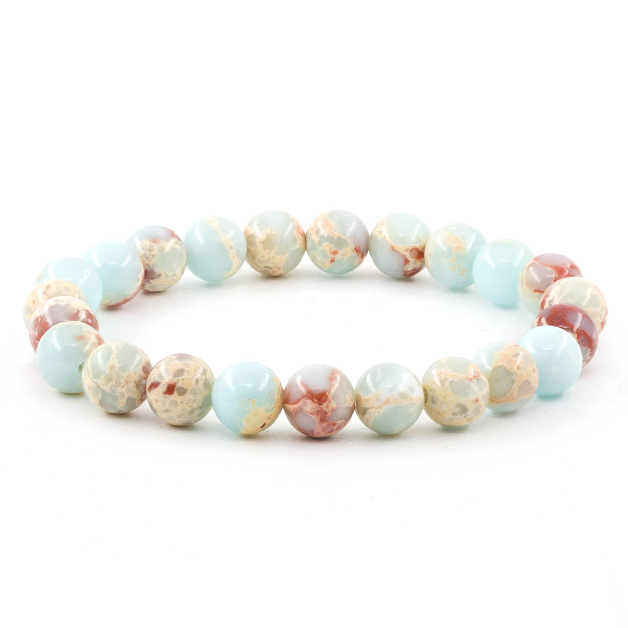 Clearain Natural Gemstones Bracelet 8mm Chakra Round Beads Energy Power Crystal Reiki Healing Elastic Stretch 7 Inch for Women Men Unisex