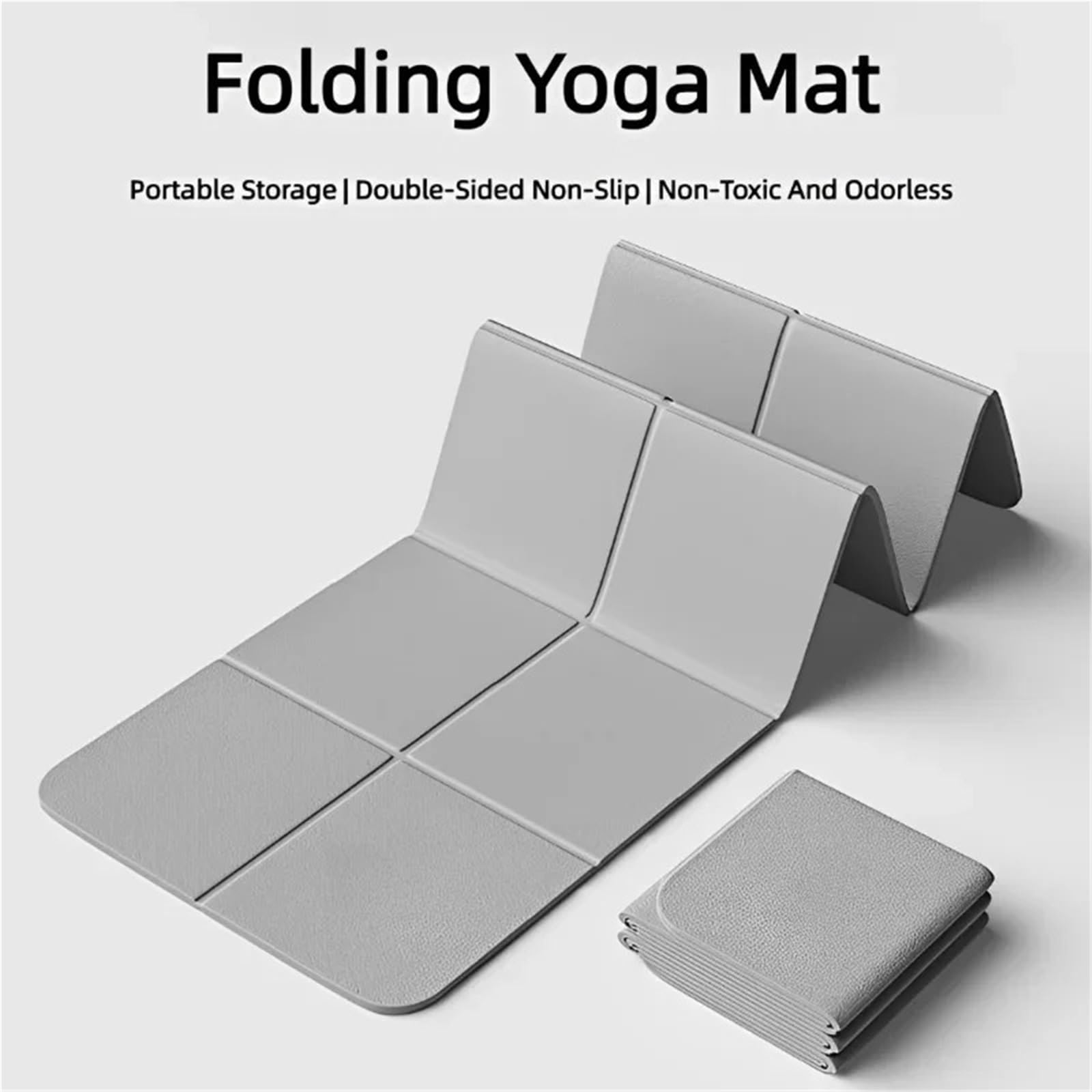 Esterilla de yoga plegable, para viajes, ejercicio físico, doble cara, antideslizante, pilates y ejercicio en el suelo