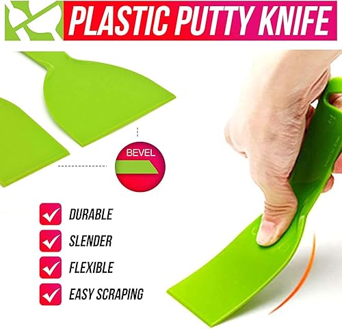 Miniatura 5 de 5 espátulas de masilla flexibles de plástico de 8 pulgadas, paquete de gran tamaño, desechable, herramienta de raspador de pintura de plástico