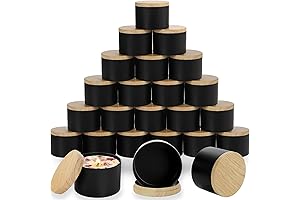 ABK 4oz Black Candle Tins, Candle Making Essentials, Wooden Lid