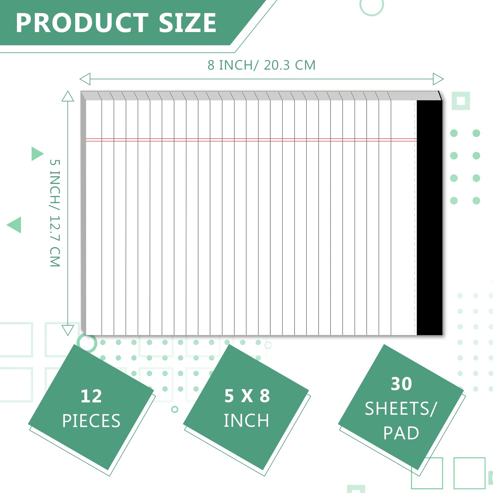 Lot De 48 Blocs-Notes Légaux - 12,7 X 20,3 Cm - Papier Ligné Blanc 80g/m² - Perforés
