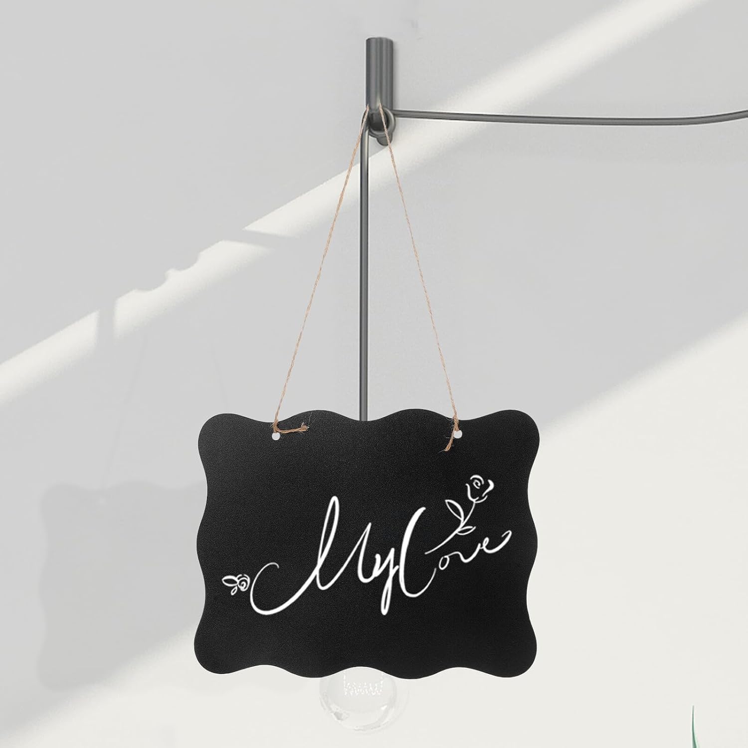 SHINEOFI Double-Sided Wooden Blackboard Pendant 2pcs Set, Hanging Message Board and Flower Store Price Tag, Small Decorative Chalkboard for Home and Office Use