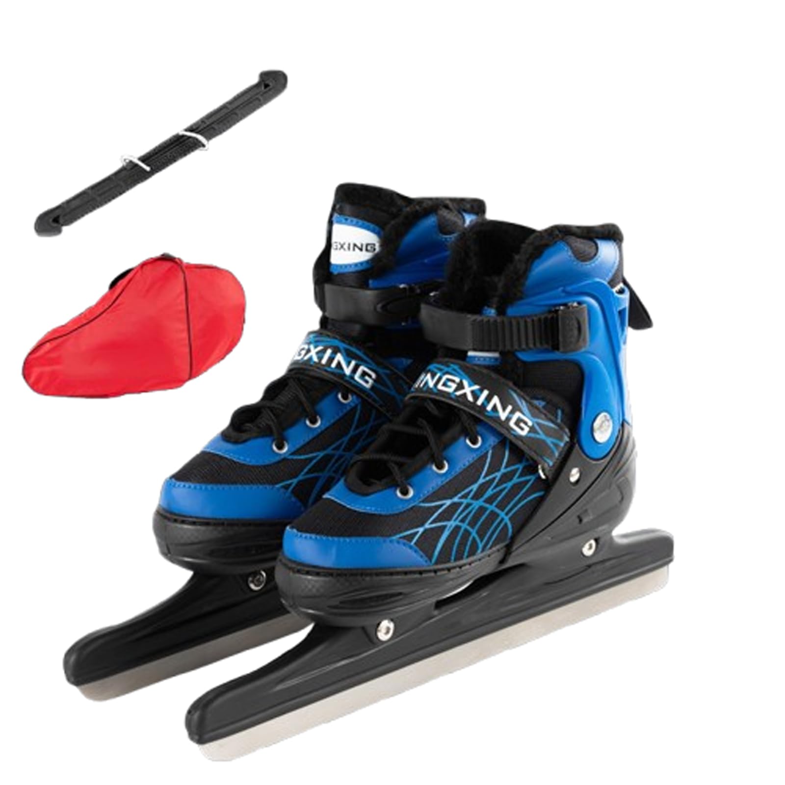 Patins à Glace pour Les Adolescent Garçon Fille,Chaussures de Patinage de Vitesse système de laçage Rapide et Boucle Push-Lock,Patins réglables en 4 Tailles,Idéal pour Les patinoires