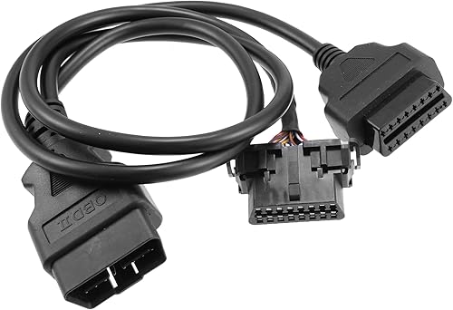 X AUTOHAUX OBD II OBD2 16pin extensión divisor Y cable 1 macho a 2 hembra con soporte debajo del salpicadero