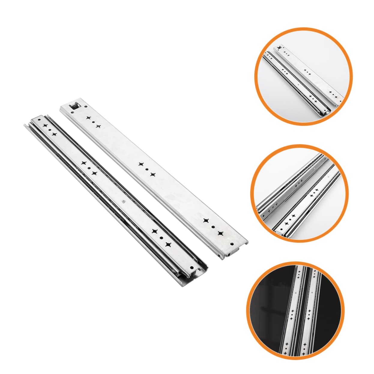 Correderas de Cajón de Acero Laminado en Frío y Abs, 2 Piezas