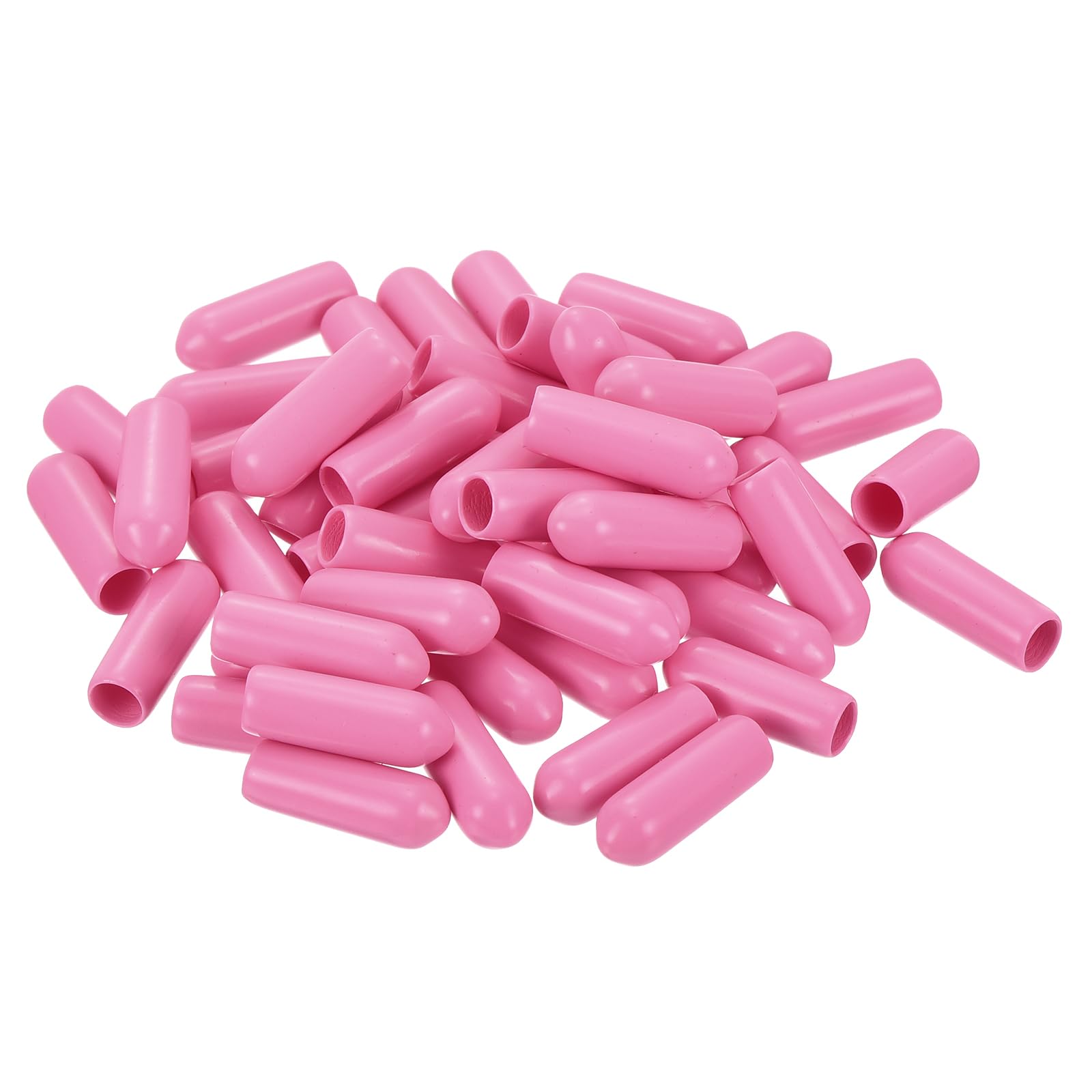 uxcell 100pcs Rubber End Caps 4mm ID Vinyl PVC Round Tube Bolt Cap Cover Screw Thread Protectors Pink