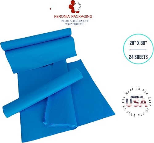 Miniatura 8 de Cuadrados de papel de seda azul brillante, 24 hojas a granel, papel de regalo premium y suministros de arte para cumpleaños, vacaciones o regalos