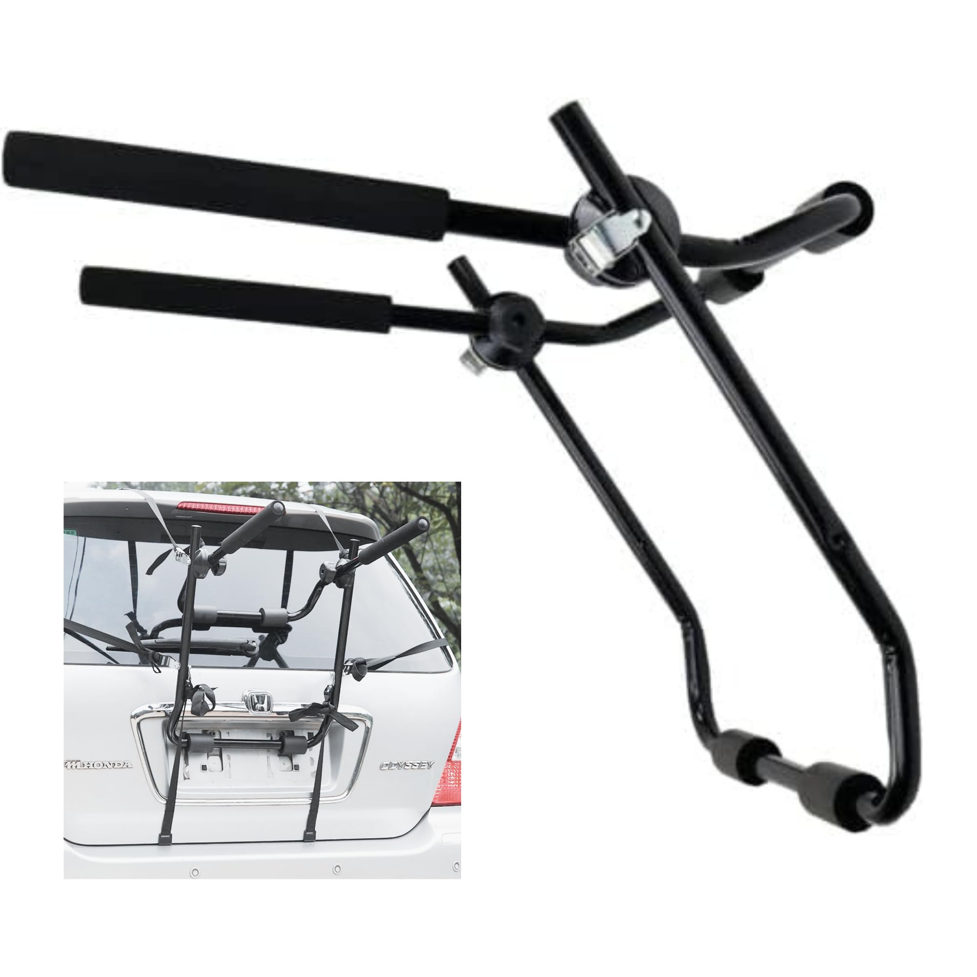 Deejaah® Bike Rack Car 2 Bicycle Boot Mount with Straps, Universal Bike Carrier Rack For Car, Foldable, Portable, Lightweight 40 KG Load Capacity