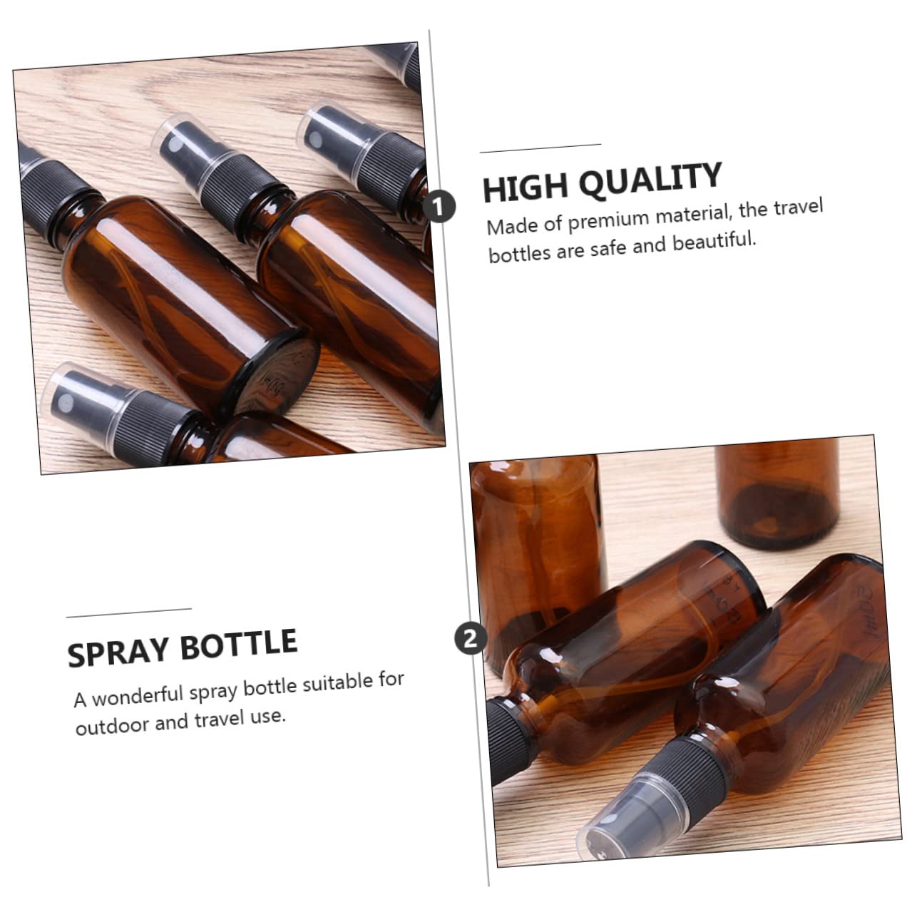 Nachfüllbare Sprühflasche 50ml aus Glas Braun 8 Stück Weihnachten Party