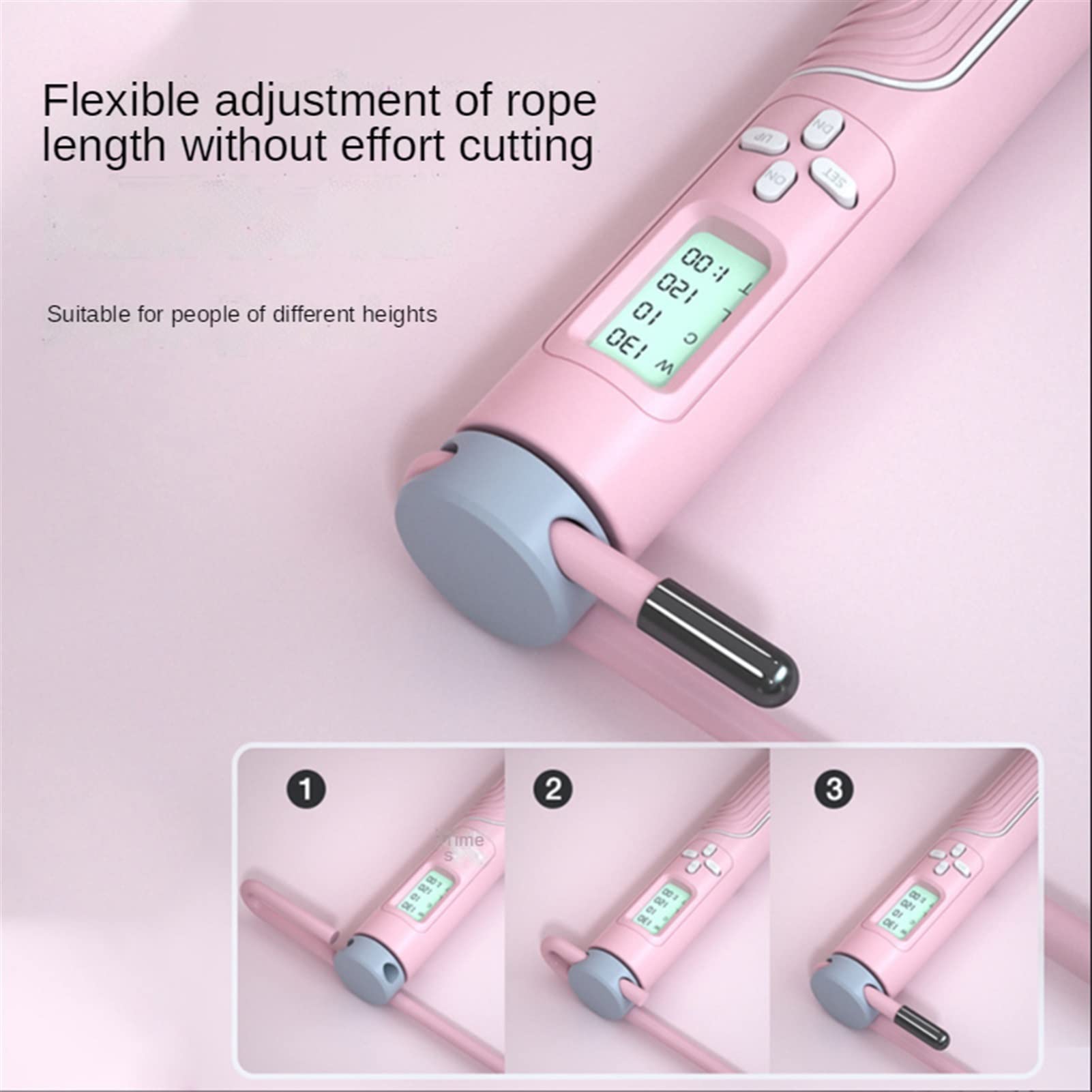 Cable de Cuerda de Salto rápido de Salto de Salto con Cuerda sin enredo con Contador de Acero Digital omitiendo el Gimnasio de la Cuerda Combas de Fitness (Color : Rope Pink)