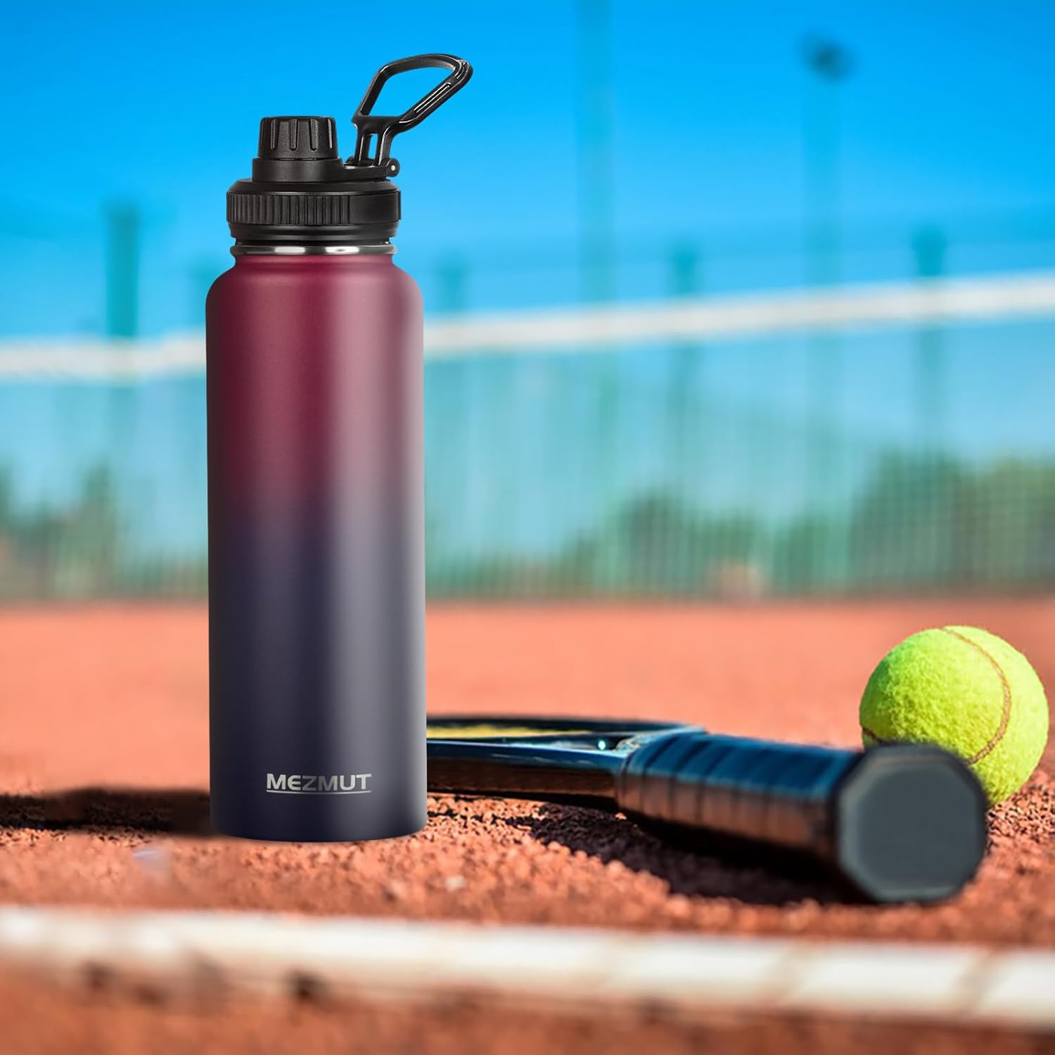 MEZMUT Insulated Water Bottle with Straw&2 Lids 40oz Stainless Steel Water Bottles Metal Water Bottle Double Walled Vacuum Insulated Bottles Cups Leak-Proof Travel Cup (Gradient Red Blue) - Image 6