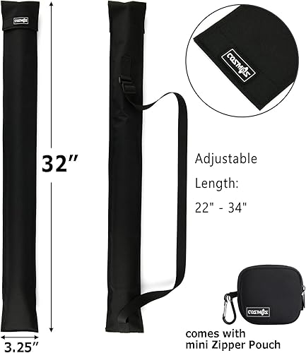 Miniatura 2 de Cosmos Bolsa de transporte para palo de billar de 12, 32 pulgadas, color negro, con mini bolsa de almacenamiento con cremallera