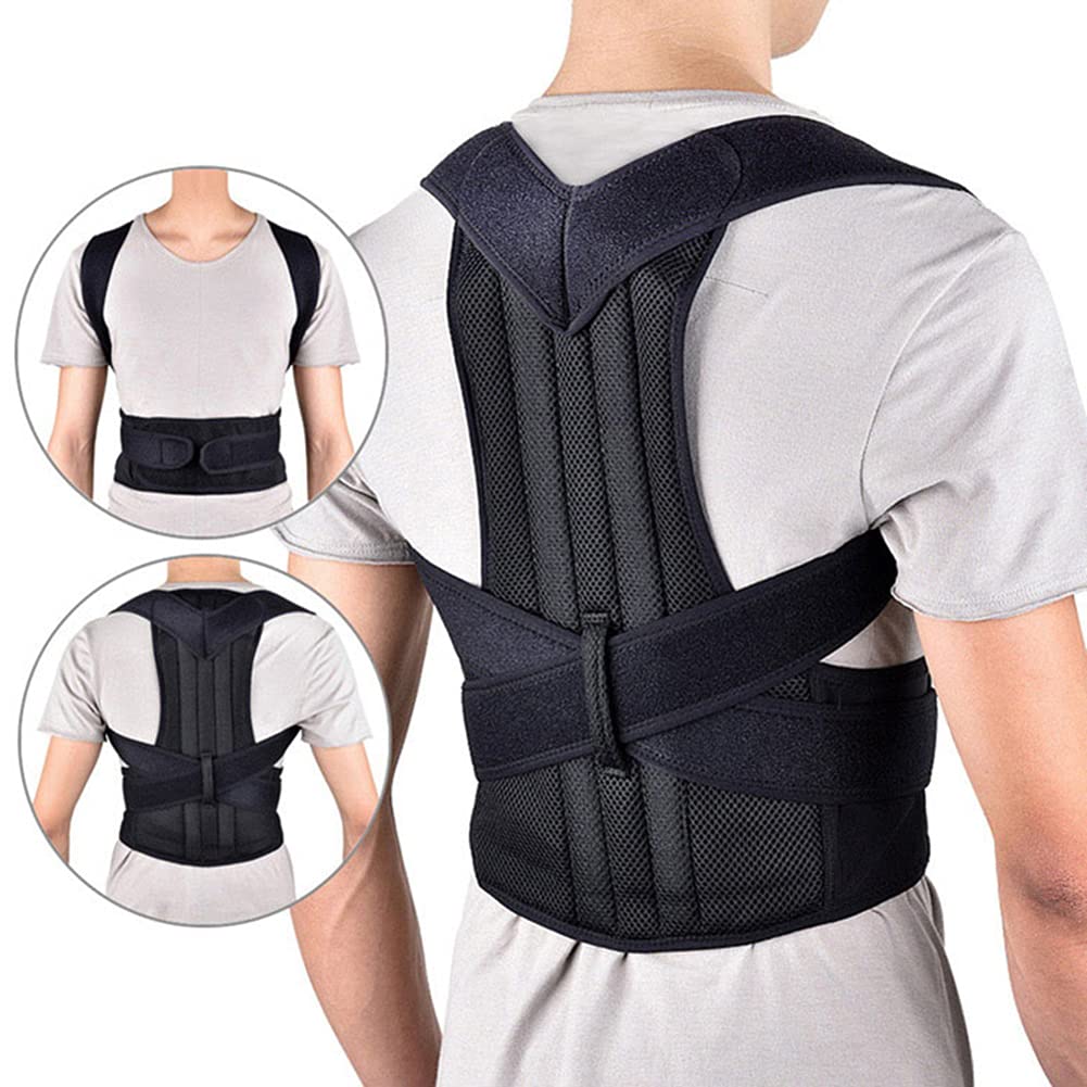 Corrector de postura de espalda Corrección de postura de hombro Lumbar para mujeres hombres El soporte de postura ajustable mejora la postura, evita la flacidez alivia el dolor, L