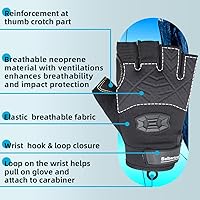 Vista 4 de Seibertron Guantes de palma acolchada con dedos completos o semi-dedos, ligeros y transpirables para escaladores, escalada en roca, rescate