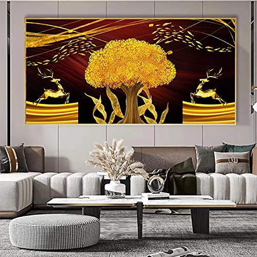 Toile peinture Golden Tree dans votre salon avec cette décoration murale grand format - 2