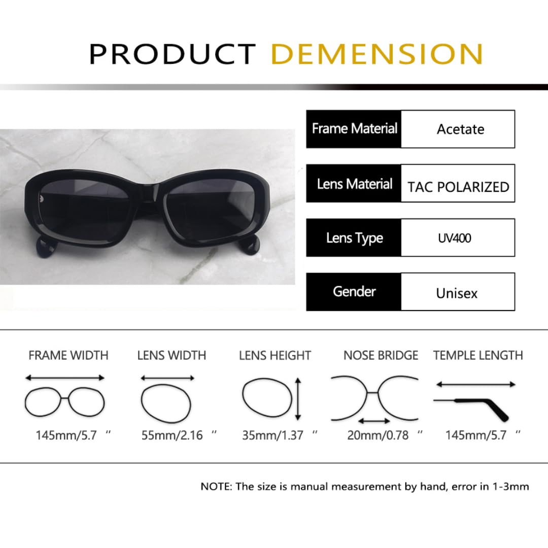 Lunettes de soleil polarisées punk pour hommes et femmes, monture en acétate, protection UV400