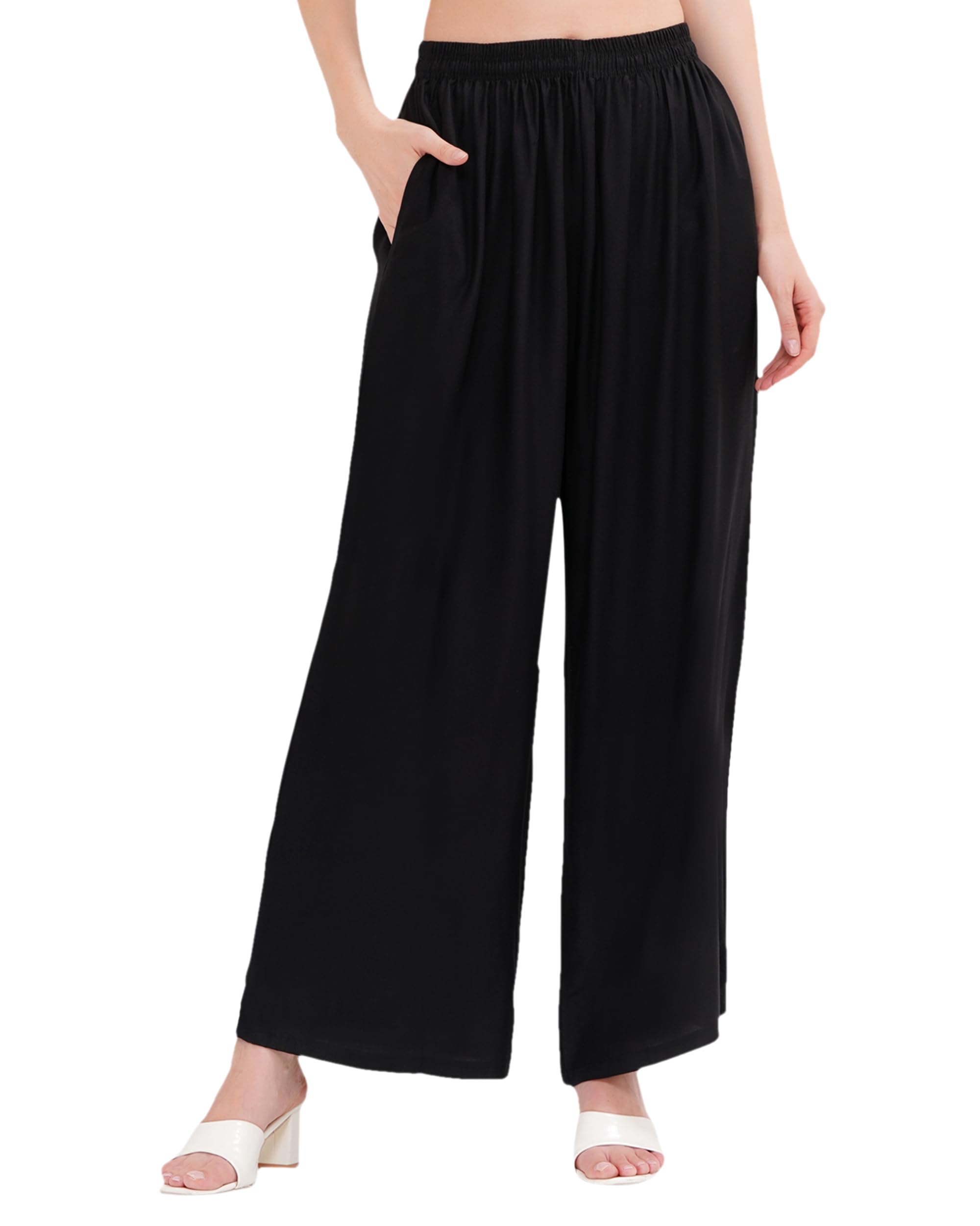 buy that trendz M-6XL Viscose Loose Fit Flared Wide Leg Palazzo Pants for Women-picture-10