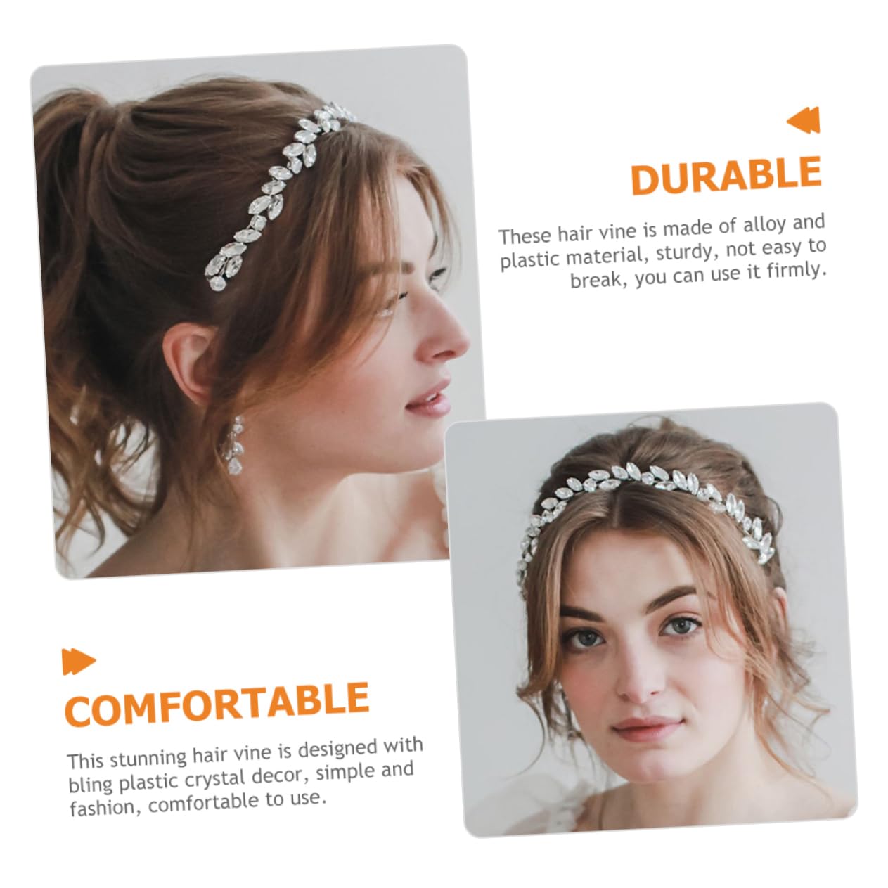 Abaodam 4 Piezas Diadema De Diamantes De Imitación Accesorios Para El Cabello Para Mujeres Diadema De Aleta Vid De Pelo Nupcial Ojo De Caballo Enredadera El Plastico Novia
