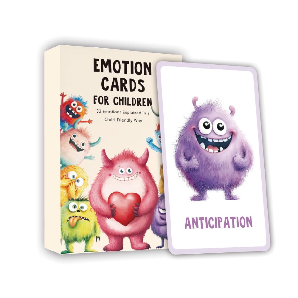 Emotion Cards for Children 32 Educational Flashcards for Learning Feelings, Multi-colored, 32 Cards