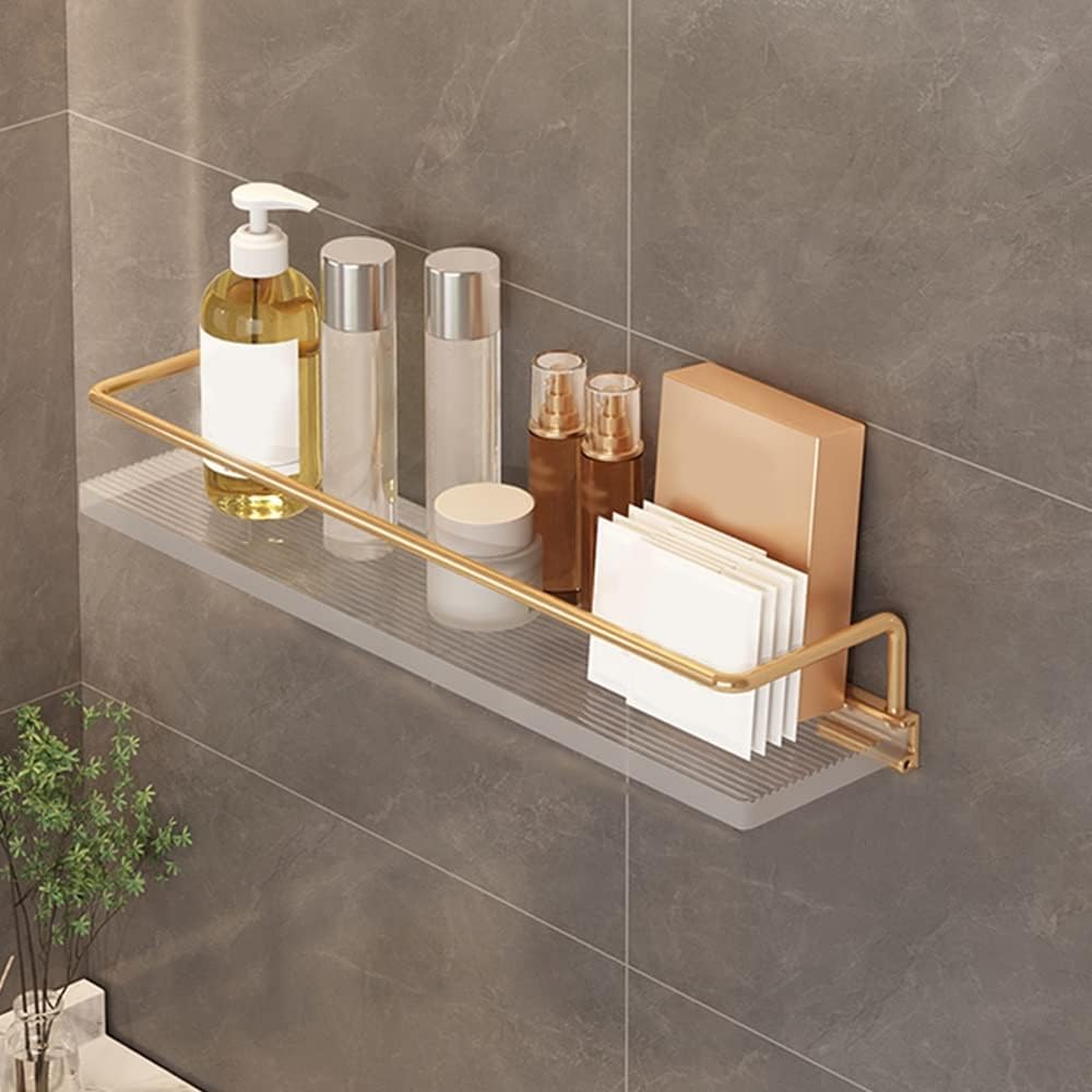 BTYQKZVPM Modern Acrylic Magazine Rack, Acrylic Floating Corner Wall Shower Shelf Towel Bar Clear Organizer 30-50cm(D,40cm)