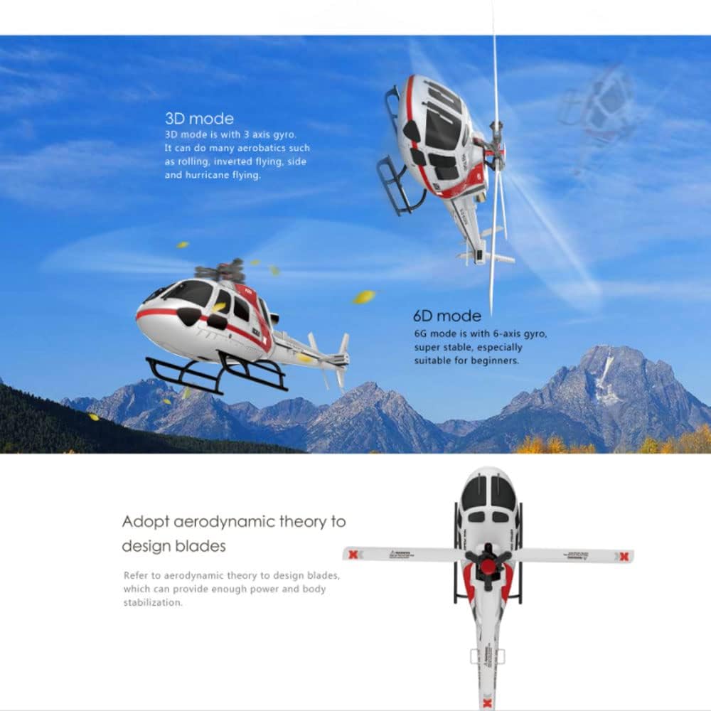 Helikopter zdalnie sterowany, helikoptery RC z żyroskopem w trybie 3D/6G dla dorosłych, 6-kanałowy samolot RC z silnikiem bezszczotkowym, stabilność lotu 360° zdalnie sterowanego s