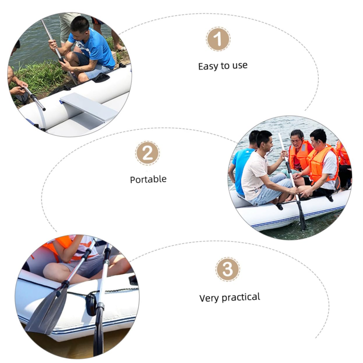 Mipcase Kayak Paddle Boat Oars 4pcs Aluminum Alloy Canoe Oars Easy Detachable Feature