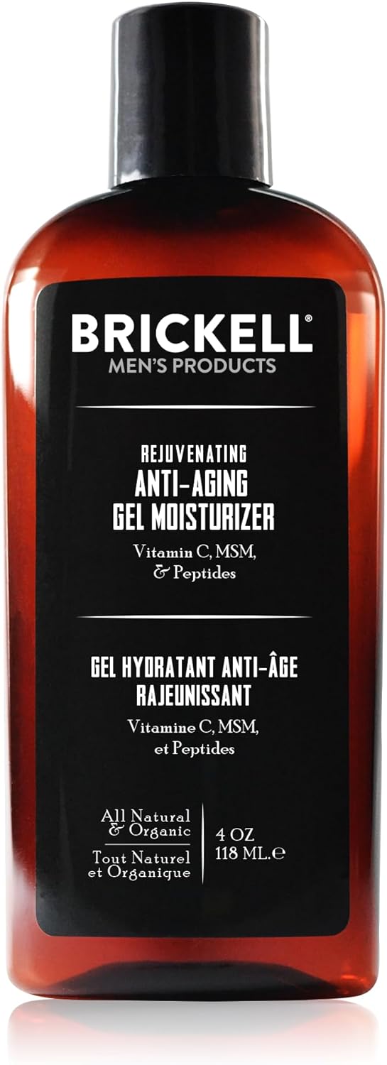 Brickell Men’s Verjongende anti-aging gel vochtinbrengende crème voor mannen, natuurlijk en biologisch, snel intrekkende vochtinbrengende crème, vermindert fijne lijntjes en rimpels (geur, 118 ml)