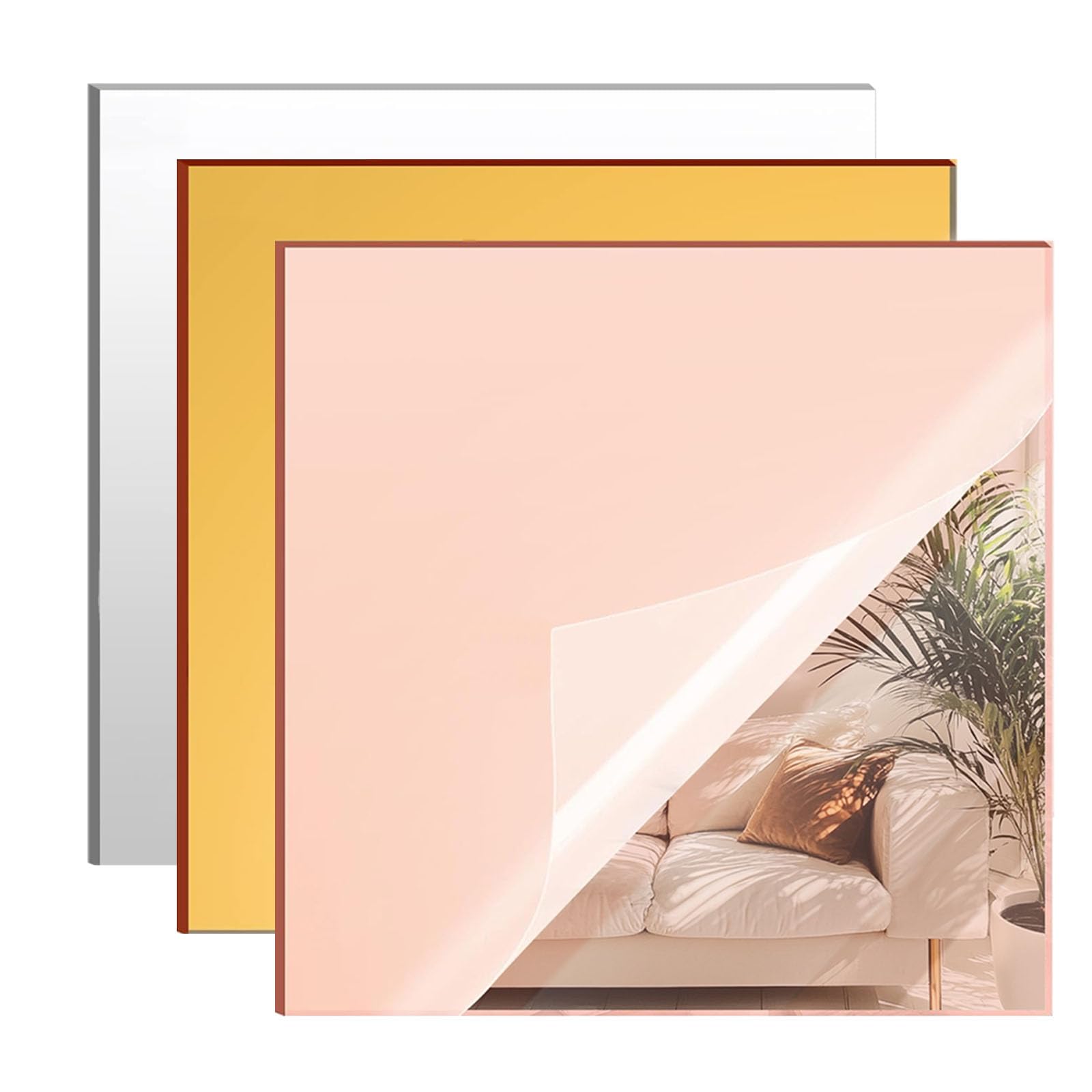 Rose Gold Mirror Acrylic Sheets - 6 Pack, 8x8" -16