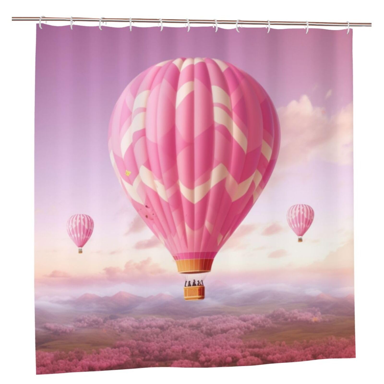 Rideau de douche montgolfière anti-éclaboussures avec 12 crochets robustes 183 x 183