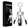 Wine Opener, Zinc Alloy Premium Wing Corkscrew Wine Bottle Opener with Multifunctional Bottles Opener, Sharp Corkscrew with Ergonomic Non-slip Wing Handle, Upgrade