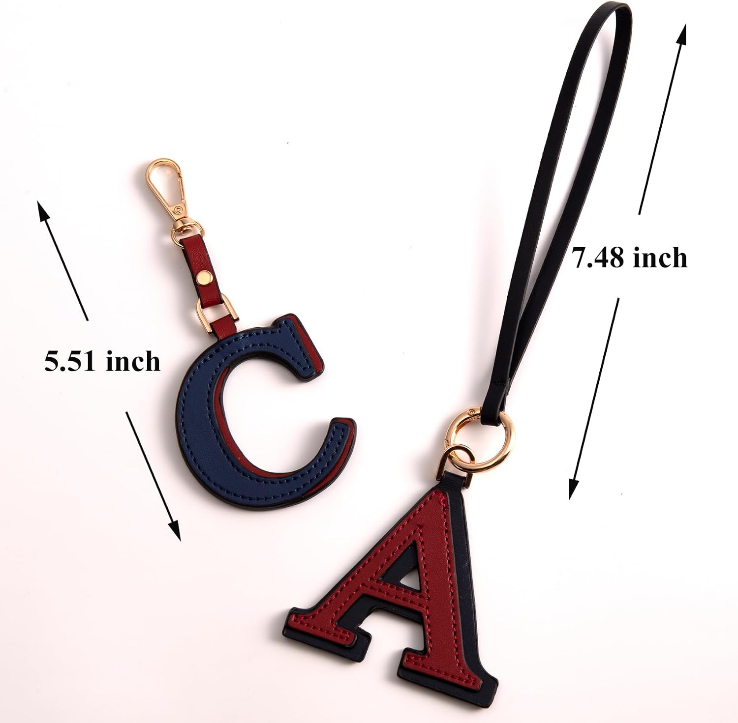 Keychain for Women - Personalized Initial Letter Keychain, Cute Leather Wristlet & Bag Charm for Purses