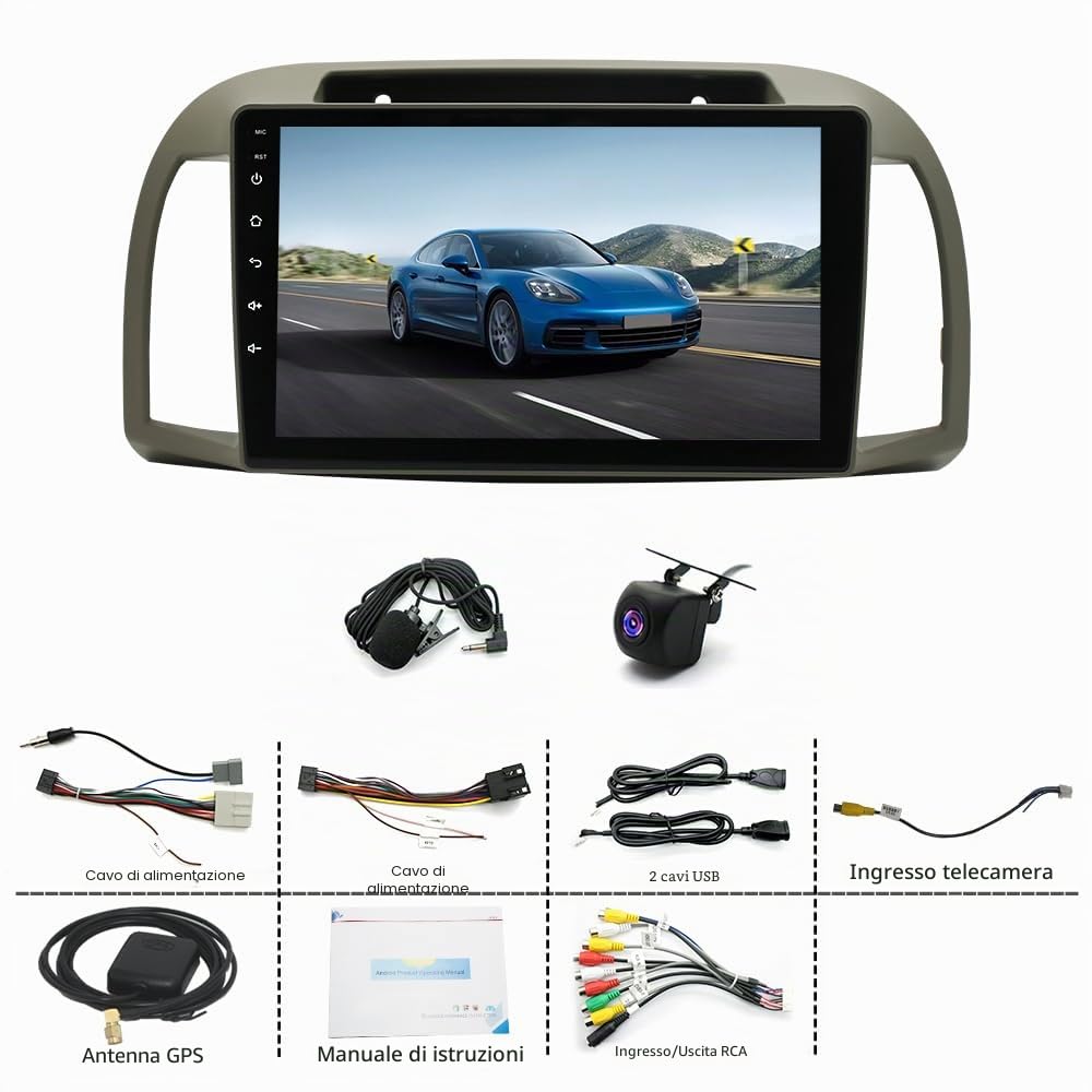 9 pollici Android 13 Auto Radio with Wireless CarPlay Navi, compatibile con Nissan MICRA 3 K12 2002-2009 GPS/FM/RAS/Backup Camera/SWS