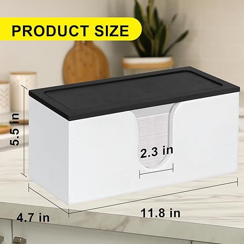 Miniatura 2 de Dispensador de toallas de papel de madera maciza montado en la pared, soporte de toalla de papel plegado con tapa, plegable en C comercial, plegado