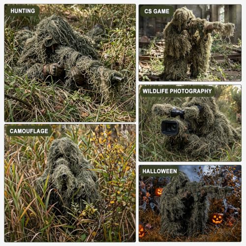 Image of DoCred 5-In-1 Ghillie Suit, 3D Camouflage Hunting Suits