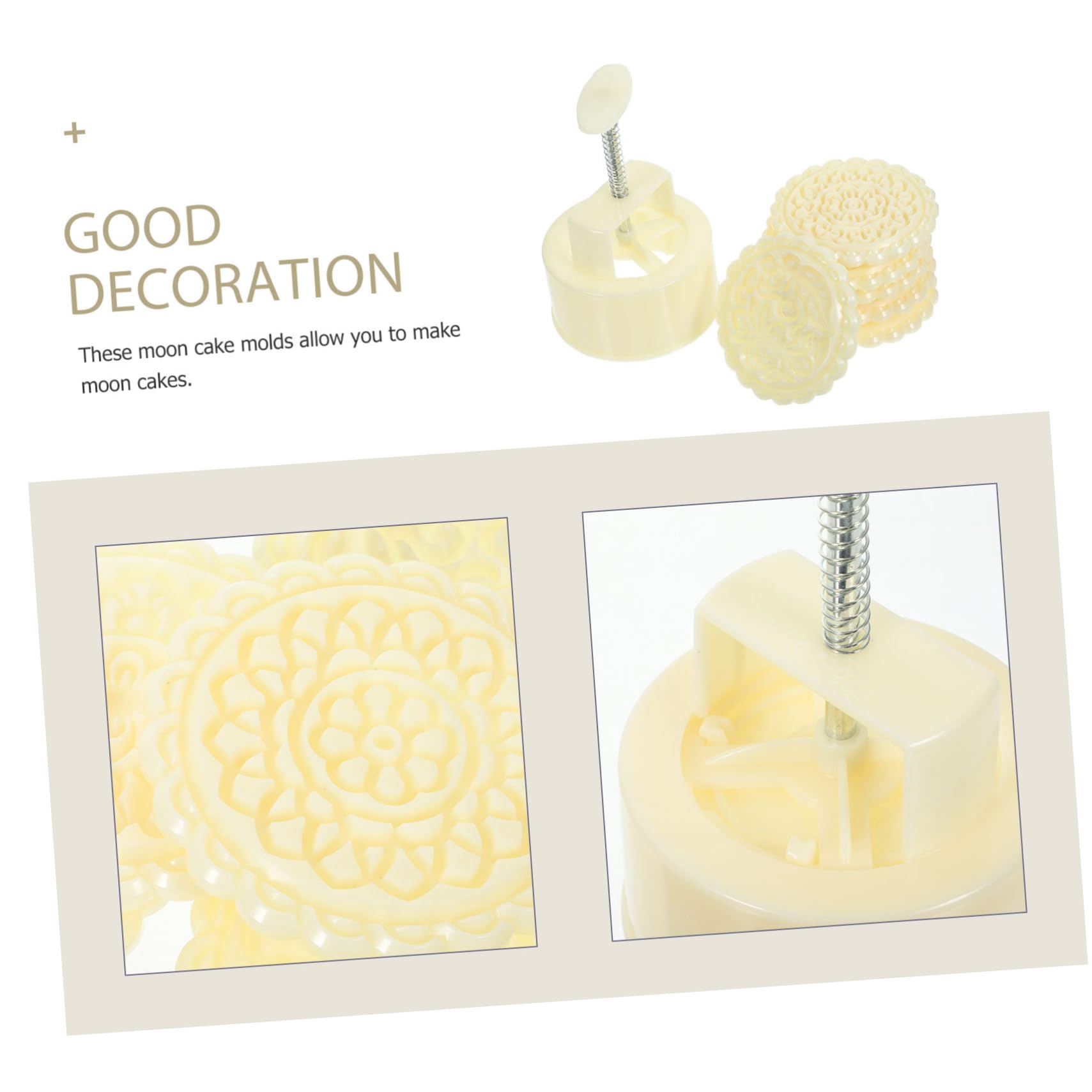 Molde para Pastel de Luna Reutilizable de Plástico Beige, 1 Juego | Estampas Variadas, Color Beige que No se Desvanece, Apto para Galletas y Repostería