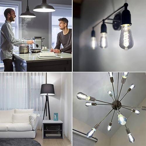 Miniatura 7 de ST19 (ST58) Bombilla LED Edison de vidrio gris ahumado, vintage, paquete de 6, luz diurna 5000 K, bombilla de filamento LED en espiral flexible