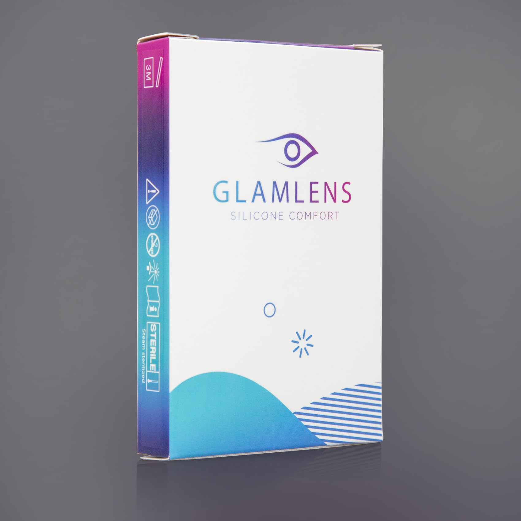 GLAMLENS lentillas de color - Azul (Catania N Blue) + contenedor. 1 par (2 piezas) 90 Días Sin Graduación 0.00 dioptrías blandos Lentes de contacto azules de hidrogel de silicona