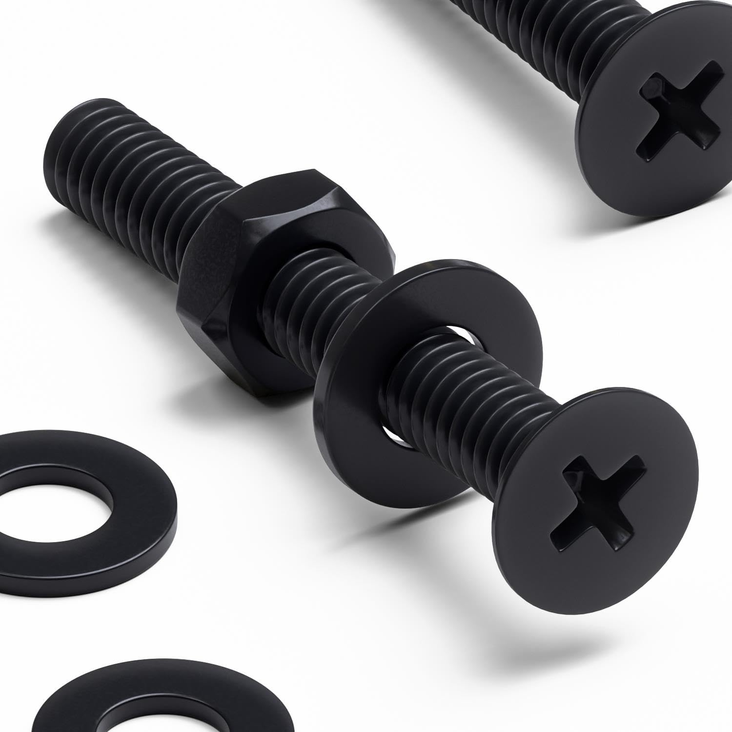 Caterpillar Red Black 50X Nylon Countersunk Cross Head Machine Screws, M4x30mm, Plastic Nuts, Bolts And Washers