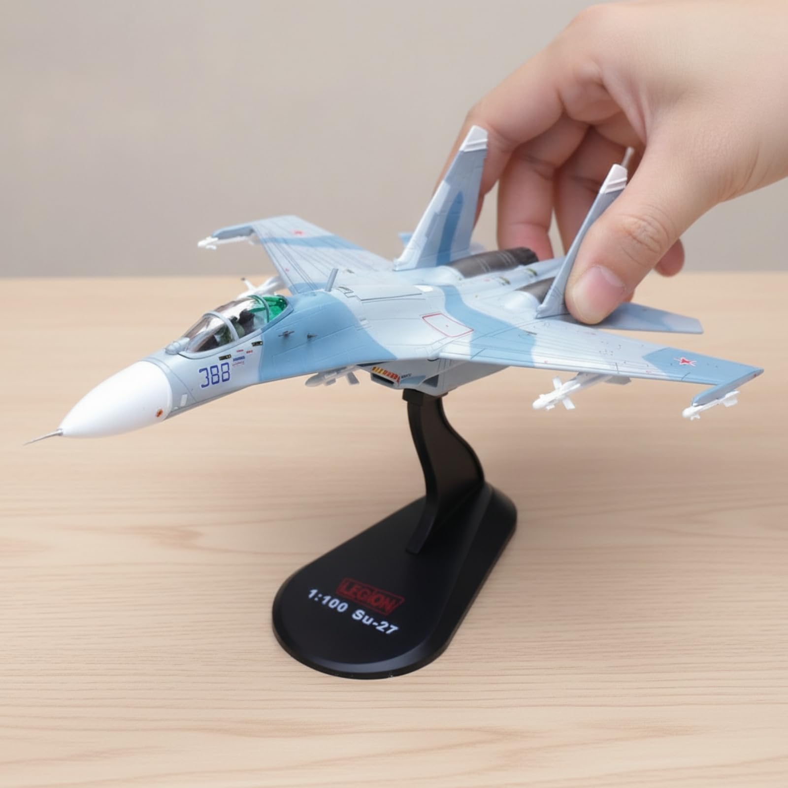 Modellino soviet27 Die-Cast Modellino di Aereo da Caccia Militare Rimovibile Velivolo con Piedistallo per Studio