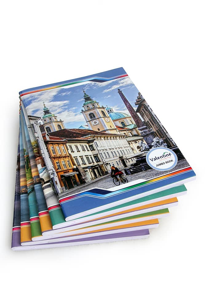 N.S Bright 200 Pages A4 Size Notebook - Single Line Ruled (29 x 21 cm) | Ruled notebooks for Writing | Register Notebook for Students | Pack Set of 6 With Free 5 Ballpens for Smooth Writing