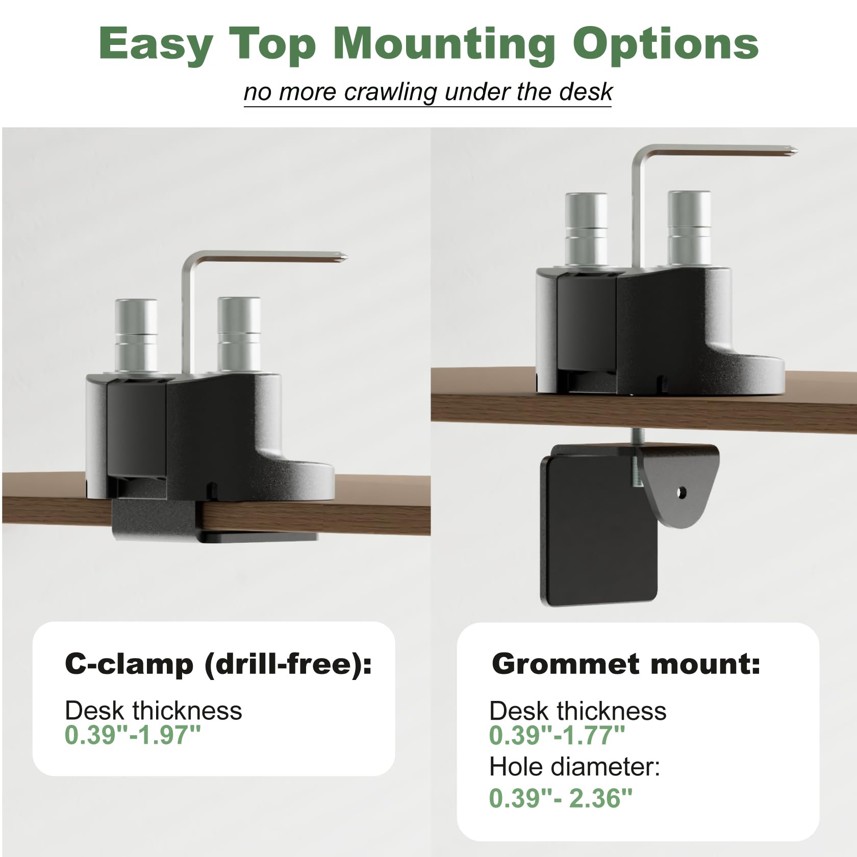 UPGRAVITY Supporto per doppio monitor, supporto per doppio monitor per due schermi ultrawide da 13"-34" piatti/curvi per computer, bracci doppi per monitor a basso profilo, supporta fino a 26,4 bs,