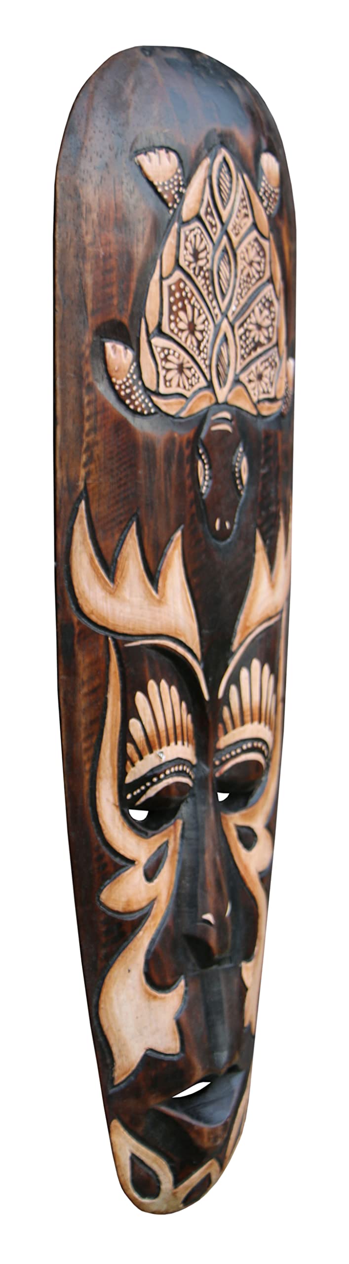 Wogeka - Masque mural de tortues de 50 cm - Style ethnique africain en bois comme idée cadeau pour Noël, anniversaire, décoration - sculpture artisanale de Bali Maske59 (Maske59b)