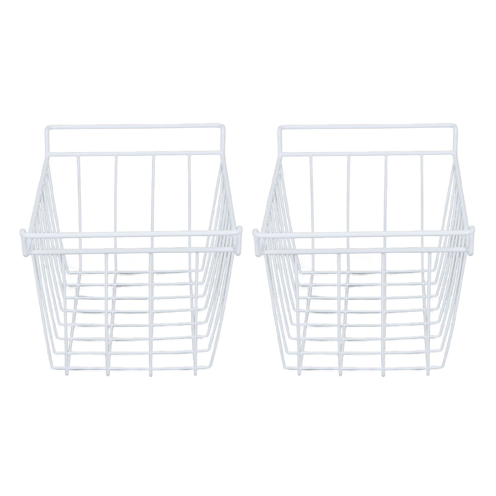 Yosoo Health Gear Cesta de Almacenamiento para Congelador, Organizador de Contenedores de Almacenamiento para Refrigerador de Alambre de Acero Recubierto de PE con Asas, Vista Abierta, Resistente Al