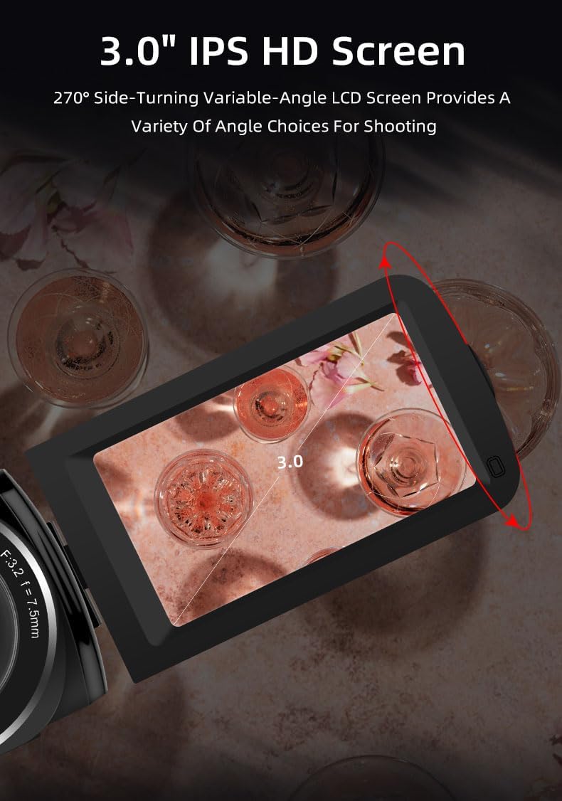 ORDRO Full HD 1080P 30FPS Video Camera Camcorder | 18X Digital Zoom & Night Vision | 3.0" 270° Flip Screen | Includes 16GB Card, Remote, 2 Batteries | YouTube & Vlogging Recorder - Image 6