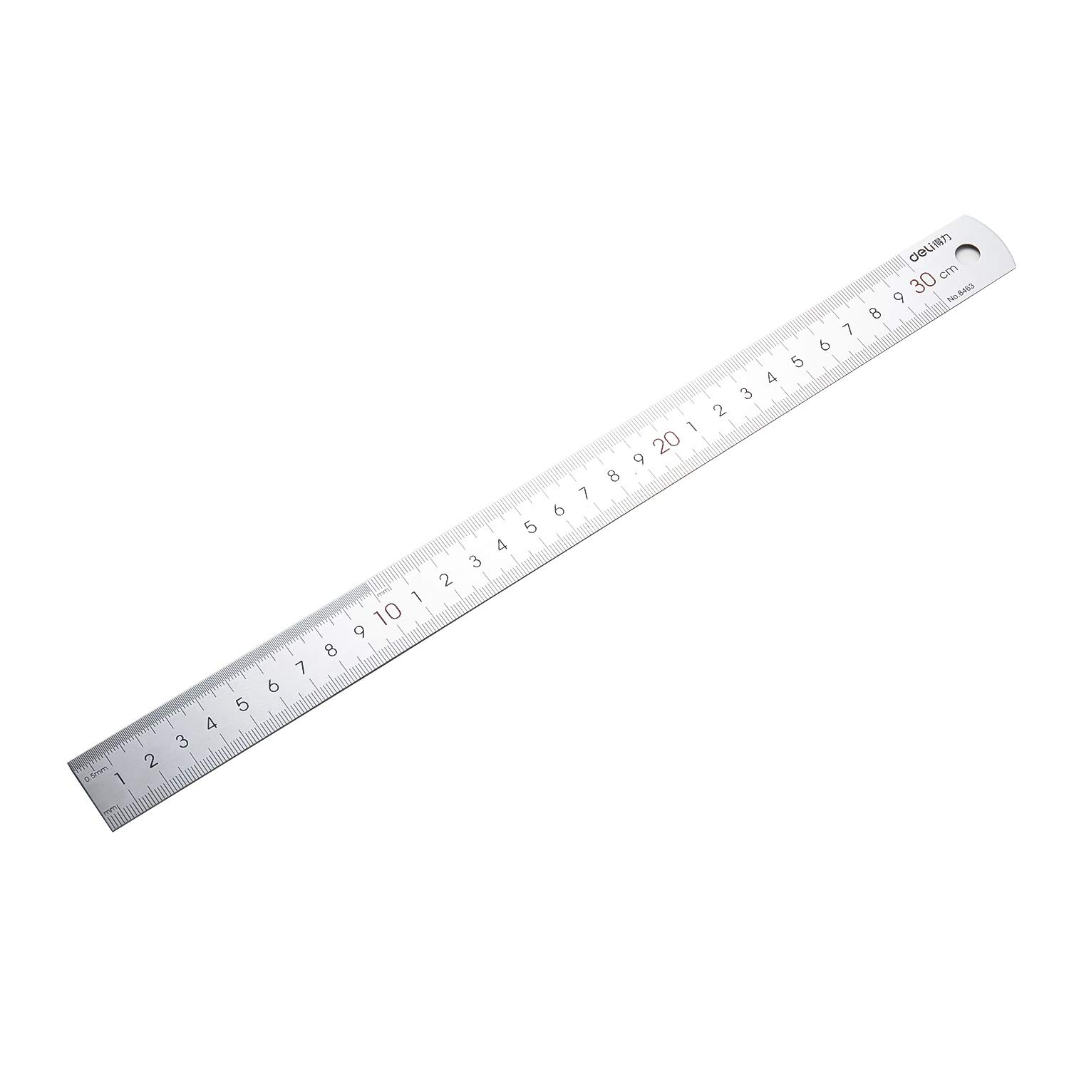 Deli 8463 Metal Ruler, 30 Cm Scale, Silver
