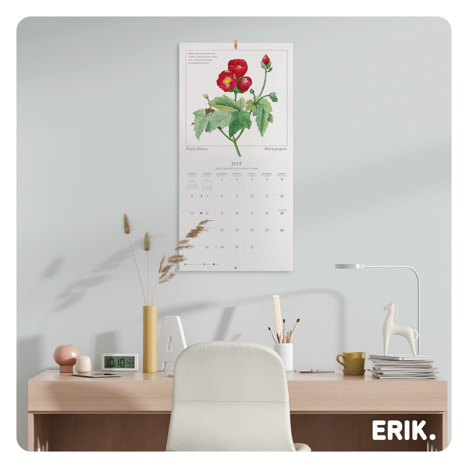 Grupo Erik Wall Calendar 2026 - Flowers Botanical Calendar 2026 | Square 30 x 30 cm - 12 x 12 inches Wall Planner, Family Planner Month To View | Botanical Gifts For Friends