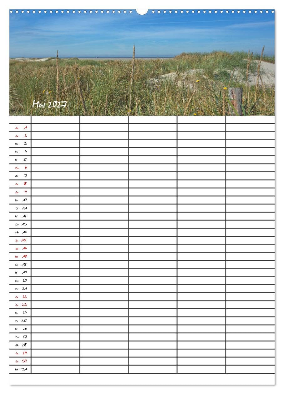 CALVENDO - St. Peter Ording Familienplaner (hochwertiger Premium Wandkalender 2027 DIN A2 hoch), Kunstdruck in Hochglanz: 12 zauberhafte Fotografien von St. Peter Ording begleiten Sie durchs Jahr.